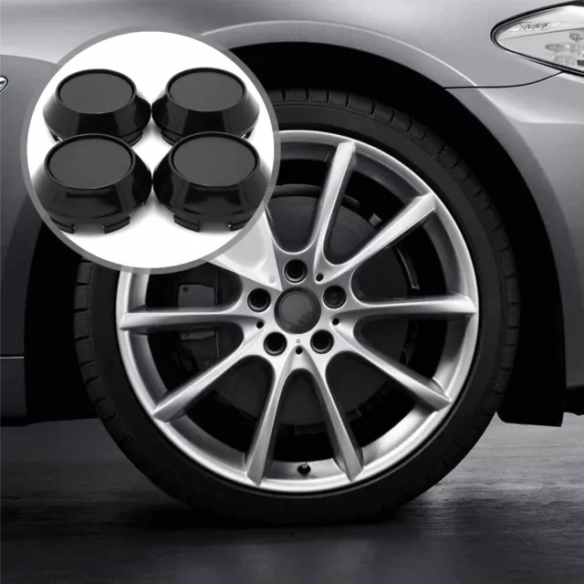 4× Universal 8 Clips 76mm Car Wheel Tyre Center Hub Cap Cover  Black Accessories