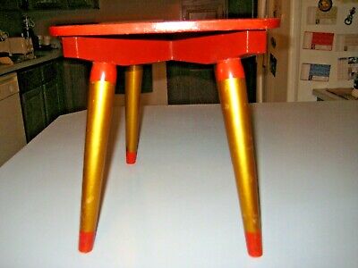 Vintage Mid-Centry Hand Painted Foot Stool Plant Stand W/ Tag Italy? 3