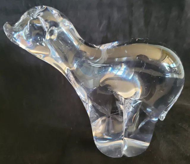Clear Art Glass Crystal? Polar Bear Paperweight Figurine 5.5" ~ Nice!