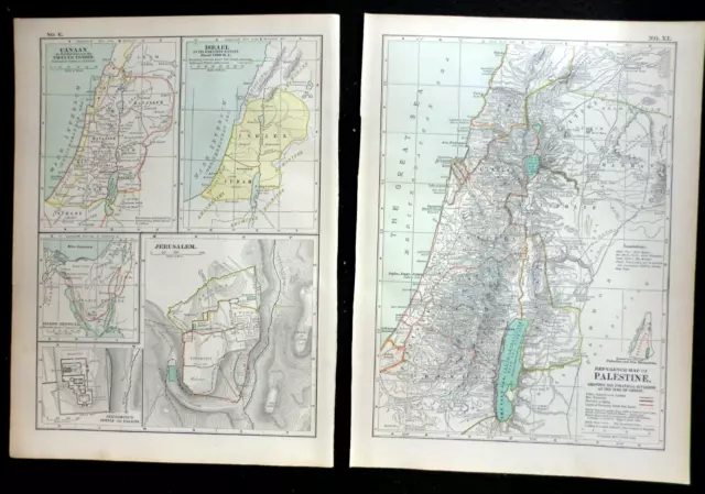 Edwardian Maps of Palestine & Israel, Canaan (1902) Century Atlas of the World