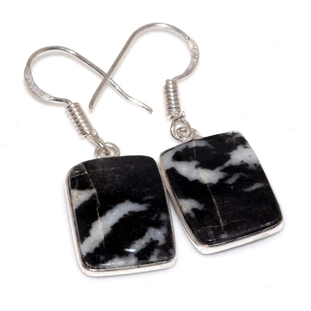 925 Silver Plated-White Buffalo Turquoise Ethnic Earrings Jewelry 1.5" AU p740