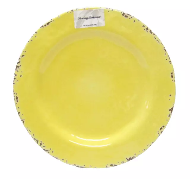 Set / 4 Tommy Bahama Melamine 11" Dinner Plates Distressed Yellow - NEW