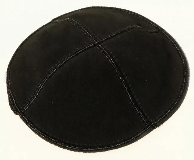 Stilvolle Kippa-Yarmulka aus schwarzem Leder und Wildleder, jüdische Kippa,...