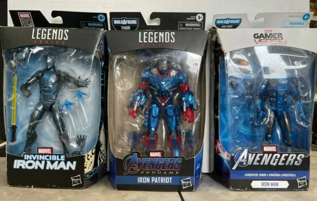 LOT of Hasbro/Marvel Legends BAF Iron Patriot, Invincible Iron Man, Iron Man