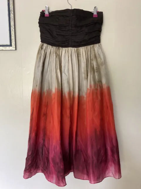 Zara Strapless Dip Dye Dress Size M UK 10