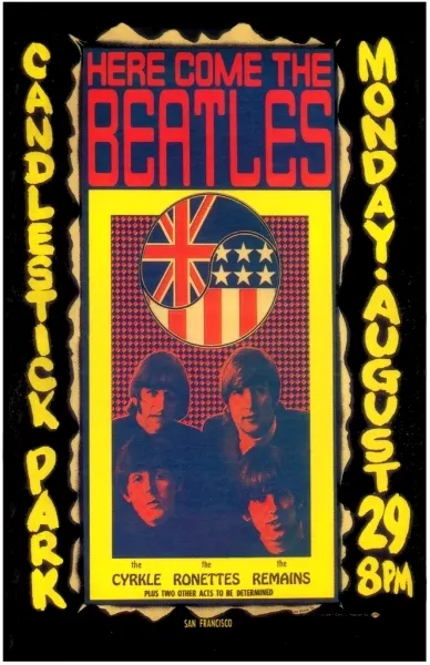 The Beatles 1966 "Last Concert"  Box office CONCERT POSTER San Francisco lennon