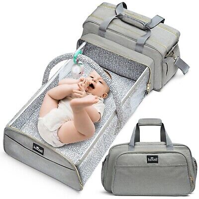 Diaper Bag Backpack Changing Station Combo. Portable 4 In 1 Travel Bag With Net