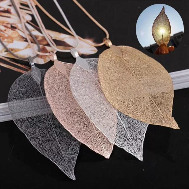 Fashion Women Leaves Leaf Sweater Pendant Necklace Long Chain Charm Jewelry Gift