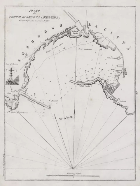 Genova Génova Liguria Italia Plan Lamberti Litografía 1861