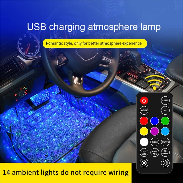 ^Car Interior Ambient Lights USB Plug-in RGB Multicolor Star Atmosphere Lights!