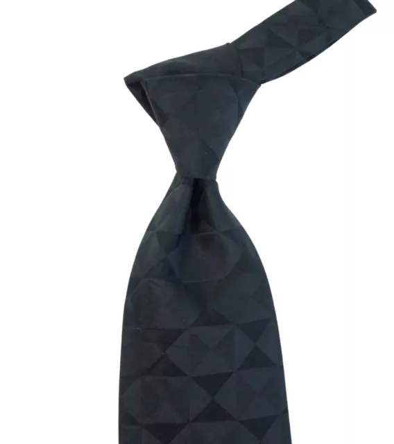 Dolce&Gabbana Black w Tonal Textured Geometric Silk Neck Tie Italy  3.7"W