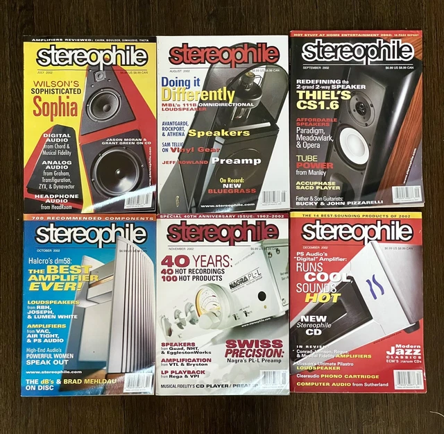 Lot of 12 issues of STEREOPHILE Magazine Full Year 2002 Volume 25