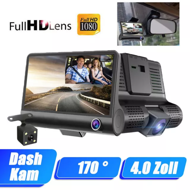 4'' Autokamera Dashcam HD 1080P DVR Nachtsicht KFZ Video Recorder 170° G-Sensor