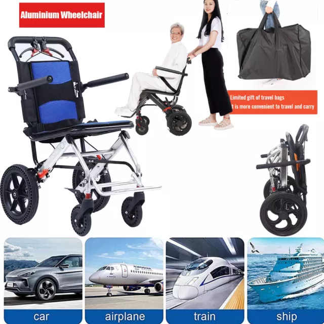 Folding Wheelchairs Travel Wheelchair handbrake Ultra-Light Wheelchair Portable