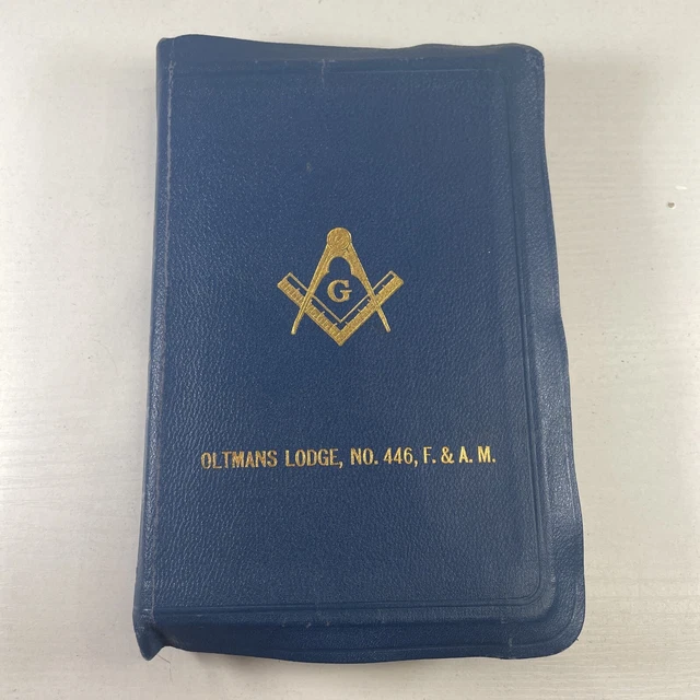 VINTAGE FREEMASONS MASONIC Edition Illustrated Holy Bible 1925 Blue