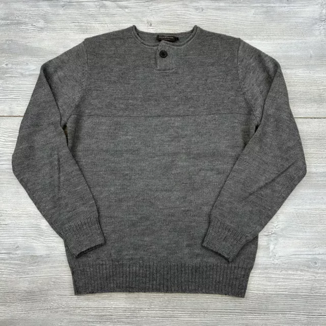 Rodd Gunn Sweater Mens Large Gray Wool Alpaca Blend Henley Knit Soft Midweight