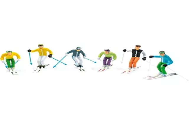 Jagerndorfer - Figuren Met Ski`s Staand 6 Stuks 1:32 NEU