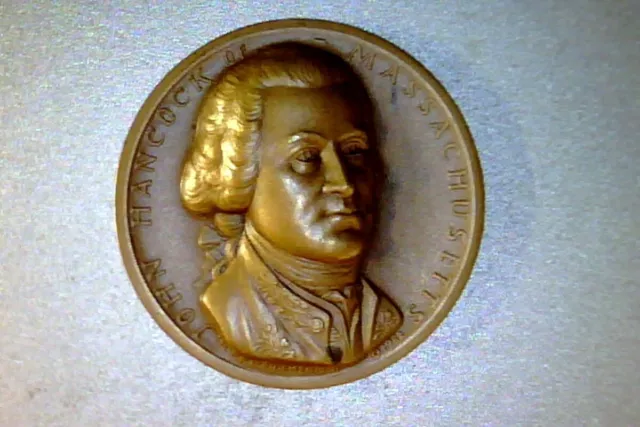 John Hancock 1790 Declaration ... art  medallic art co. 1  1/4" bronze