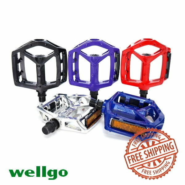 Pédales Wellgo Bear Trap – Bleues, 9/16, Plat, Style Old School BMX