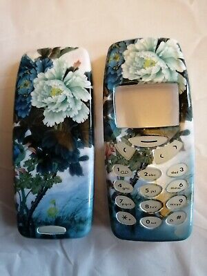 Blue Floral Nokia 3310 / 3330 Fascia Front and Back Covers Housings Keypads