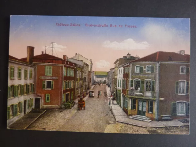 CHATEAU SALINS Moselle CPA 57 rue des ditches color card