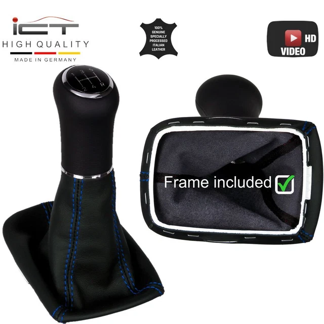 Soufflet De Levier De Vitesse En Cuir Gris Brodé Pour VOLVO C30 (2004-2012) – Neuf