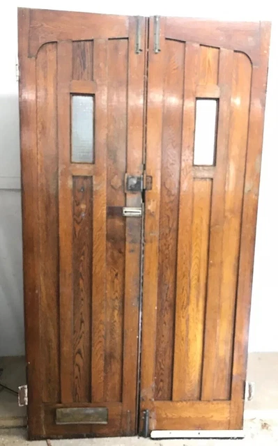 Solid Oak Front Door Set Antique Period Reclaimed Old Double Arts Crafts Arched 7