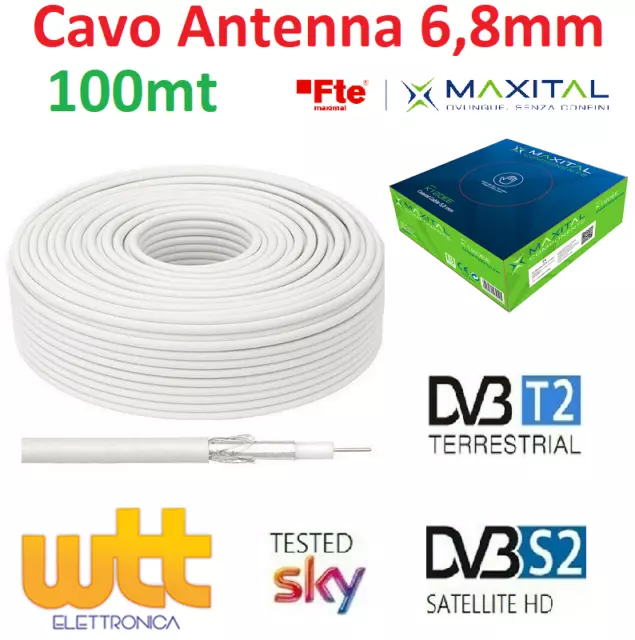 MATASSA CAVO COASSIALE PER ANTENNA TERRESTRE SATELLITARE SAT DVB-T 7mm 100 METRI