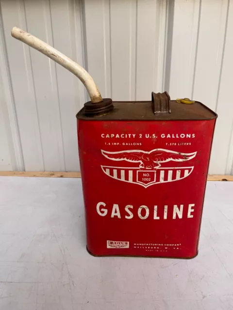 Vintage EAGLE No. 1002 Gasoline 2 Gallon Metal Gas Can USA