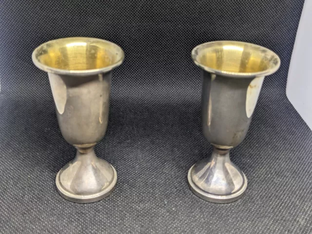 Vintage Sterling Silver Champagne Cognac Cup Goblet Set Lot Signed (52.7 Grams)