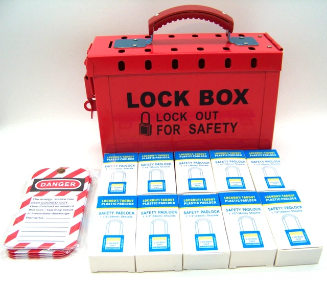 LOCKOUT TAGOUT LOCK Box Kit Portable Safety Padlock Loto 10 Locks ...