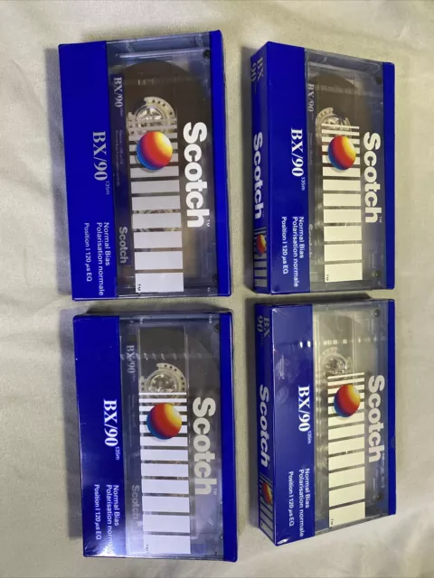 Lot Of 4 VTG New Sealed Blank Cassettes Tapes Scotch BX 90 Minutes  #A77