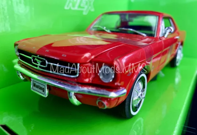 Welly Ford Mustang Coupe 1964-1/2 Red V8 1/24 Scale Diecast Model Car