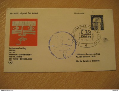 FFC 1975 Lufthansa First Flight LH501 DC10 Buenos Aires Rio Casablanca Frankfurt 