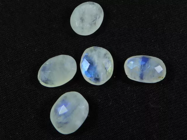 10X12MM Natural Rainbow Moonstone Checker Cut Oval Loose Gemstone 5 Pcs Lot p496