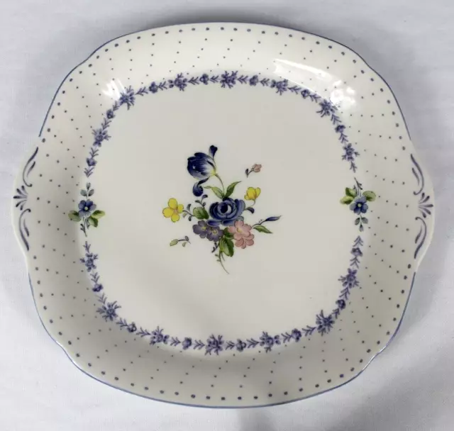 Nikko Fine China Blue Peony  Cake Plate/Serving Tray with Scalloped Edge - Disc.