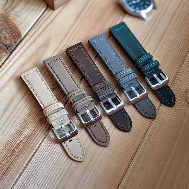 Smooth Suede Genuine Leather Watch Strap Band Brown Grey Green Beige | 20mm 22mm