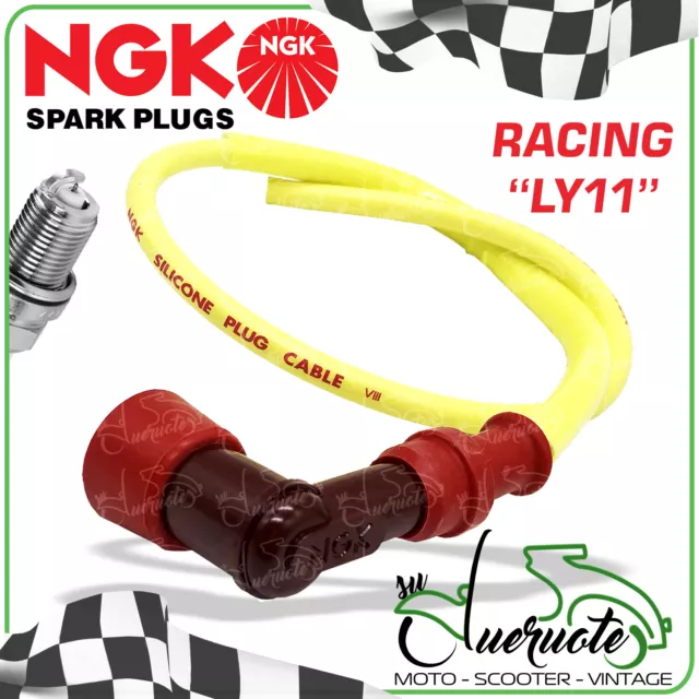 Cavo Candela Ngk Silicone Pipa Rosso Filo Giallo Universale Moto Scooter Racing