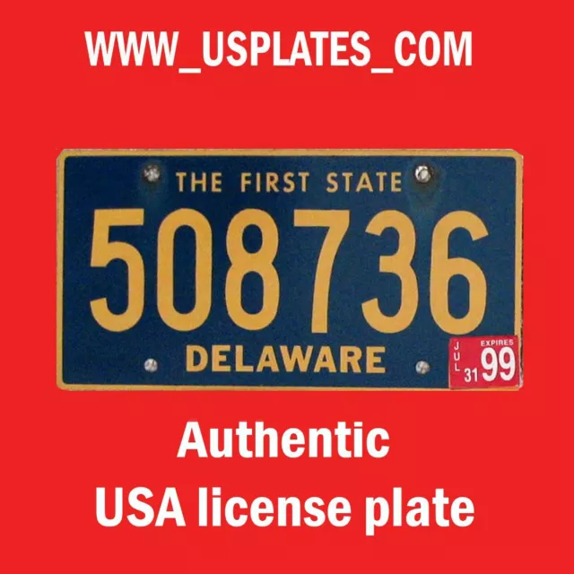 Delaware Véritable Original Plaque Immatriculation Auto Voiture Balise Premier