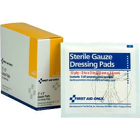 Almohadillas de gasa estériles, 3" x 3", 20/Caja Acme United Corp. I211 092265092111