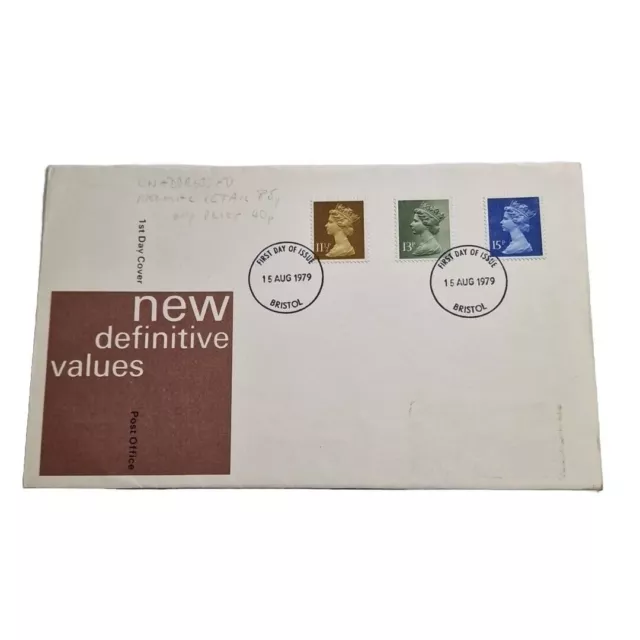 New Definitive Values Post Office First Day Cover 15th August 1979 Bristol