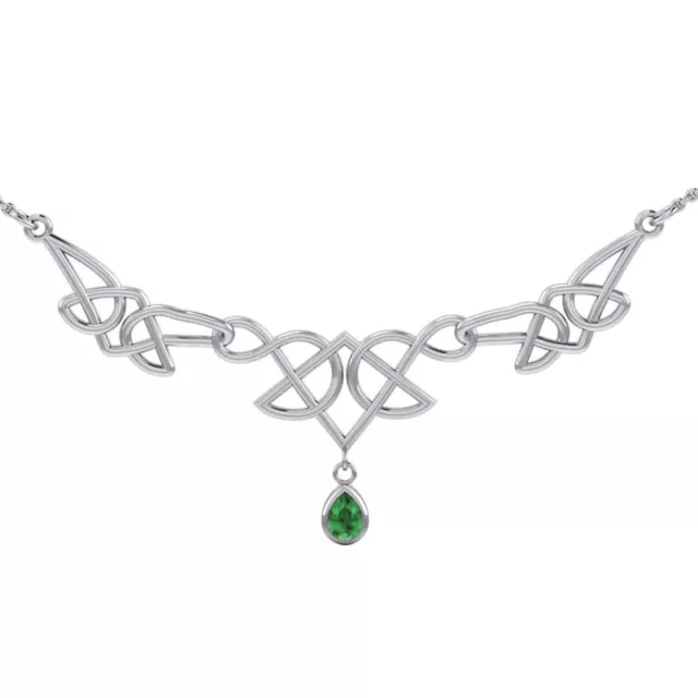 Celtic Knotwork 925 Sterling Silver Necklace Choice Drop Gem Peter Stone Fine