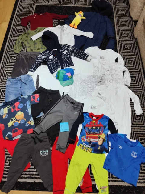 #C71💙 Huge Bundle Of Baby Boy Clothes 18-24months NEXT GEORGE ADIDAS FIREMAN SA