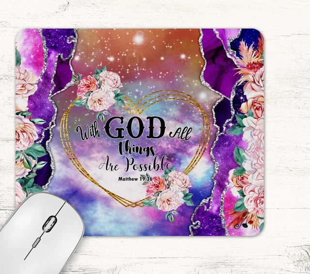 With God All Things Are Possible Bible Quote Neoprene Mouse Pad Desk Mat