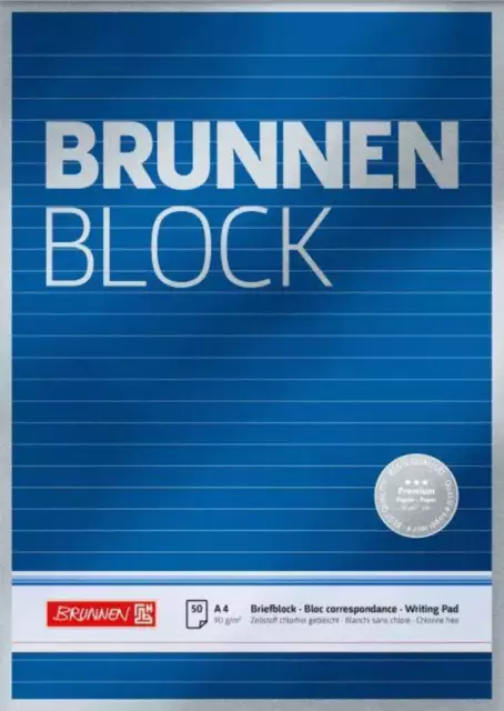 BRUNNEN Briefblock Premium, A4 90g liniert