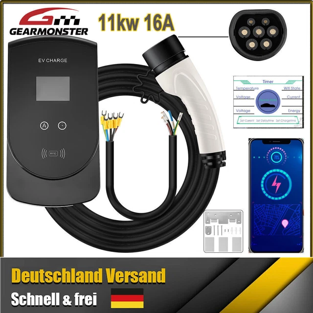 Cavo Ricarica Auto Elettrica VDLPOWER 11KW Tipo 2 - Cavo Con Schermo LCD E Regolazione Corrente 6-16A