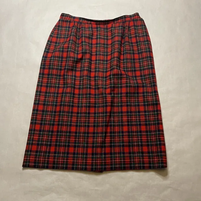 Vintage Pendleton Tartan Skirt Womens Authentic Plaid Midi Wool Red Size 14