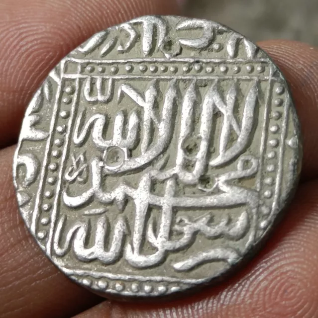 Mughal coin Akbar silver rupee Ahmedabad mint ( old Indian coin)  decorative.