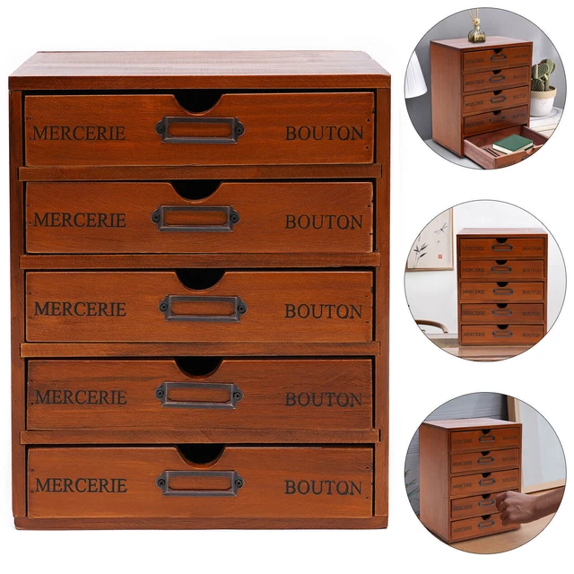 5LAYER WOODEN SHELF Drawer Storage Table Top Desk Drawer