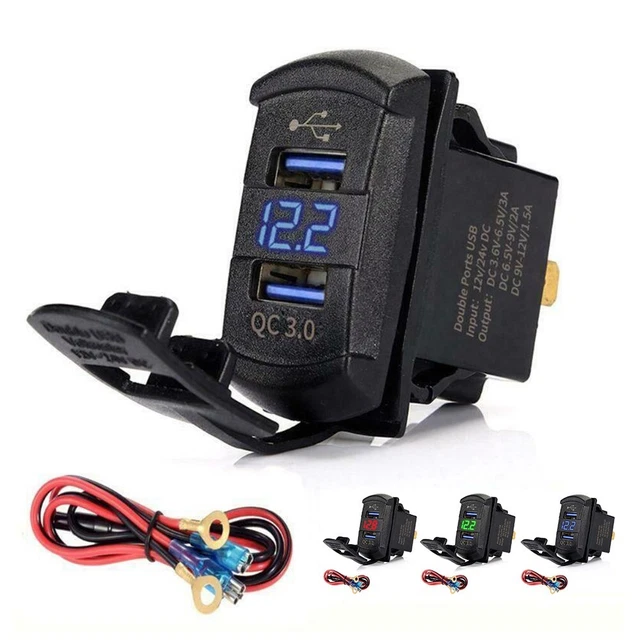 Smartphone double commutateur USB Rocker QC 3.0 chargeur rapide avec voltmètre